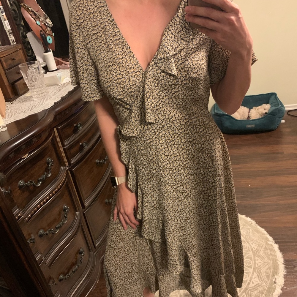 Floral Ruffle Wrap Dress